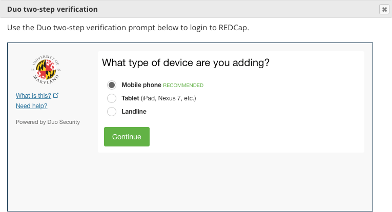 Select device type